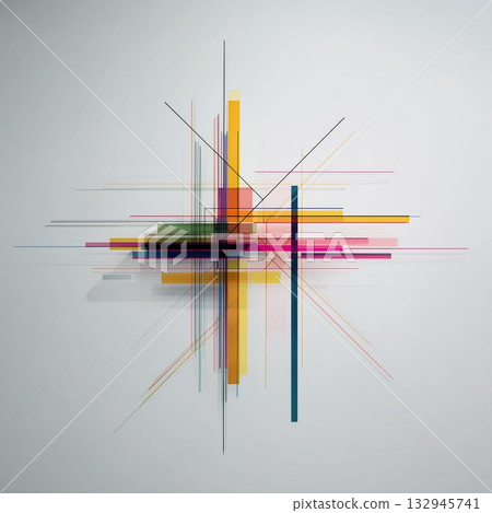 Futuristic abstract art with intersecting colorful lines and blocks Futuristic abstract art with intersecting colorful lines and blocks 132945741