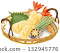 A realistic illustration of tempura served in a colander 132945776