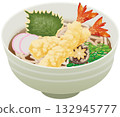 Realistic shrimp tempura udon illustration 132945777