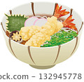 Realistic shrimp tempura soba illustration 132945778