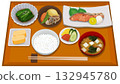 Realistic grilled salmon set meal illustration 132945780