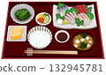 Realistic sashimi set meal illustration 132945781