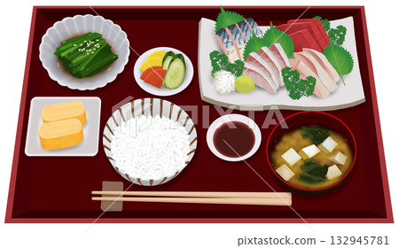 Realistic sashimi set meal illustration Realistic sashimi set meal illustration 132945781