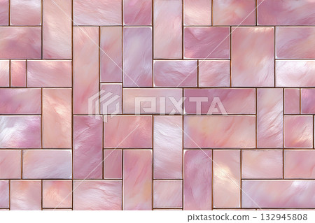 Premium material for interior. Background of pink tile. Close-up texture. Design mockup and background. 132945808