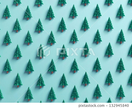 Christmas cute postcard. Seamless pattern. Green Christmas trees. Minimalist style. 132945840