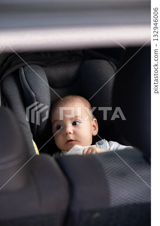 Cute Baby in Car Seat Safety Concept 132946006
