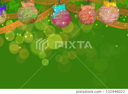 閃閃發光的聖誕裝飾和散景球 132946022