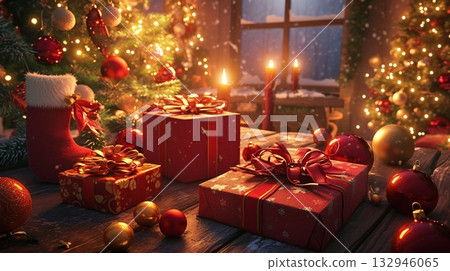 Christmas tree and gifts 132946065