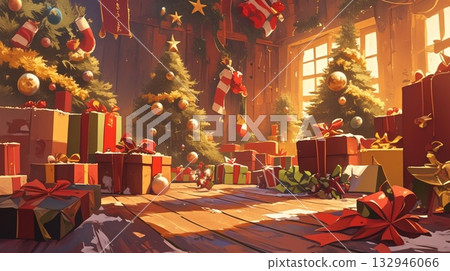 Christmas tree and gifts 132946066
