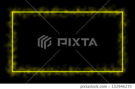 Yellow neon glowing rectangle frame with smoky haze effect on transparent background for commercial use Yellow neon glowing rectangle frame with smoky haze effect on transparent background for commercial use 132946235