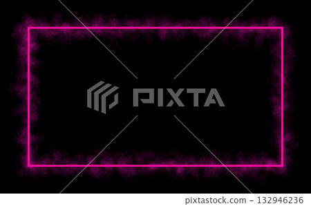 Pink neon glowing rectangle frame with smoky haze effect on transparent background for elegant modern visual concepts 132946236