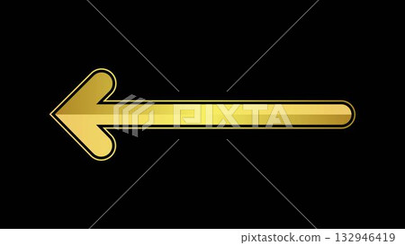 Gold Left Arrow. Metallic Gradient Icon on Black Background for Navigation and UI Design Gold Left Arrow. Metallic Gradient Icon on Black Background for Navigation and UI Design 132946419