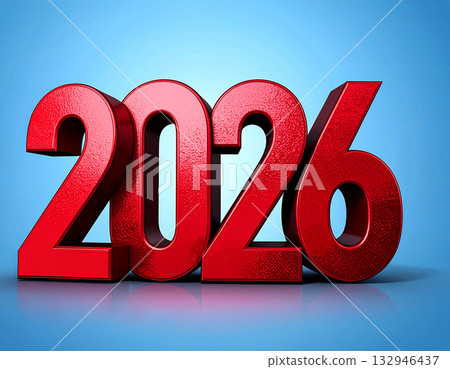 Greeting New Year in social media. 2026 in large numbers on a white background. Red with a shiny effect. Symbol of New Year. Greeting New Year in social media. 2026 in large numbers on a white background. Red with a shiny effect. Symbol of New Year. 132946437