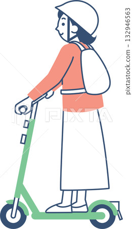 Woman riding an electric kickboard 132946563