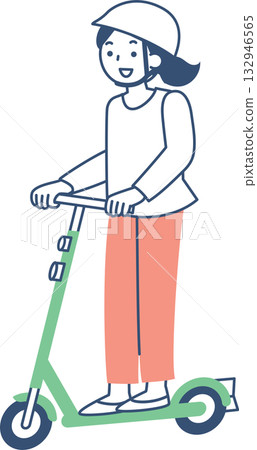 Woman riding an electric kickboard Woman riding an electric kickboard 132946565