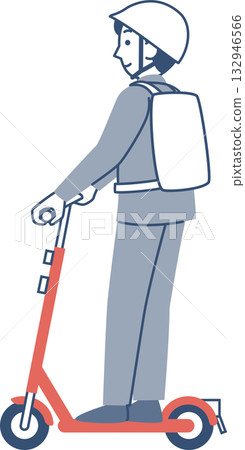 A man riding an electric kickboard A man riding an electric kickboard 132946566