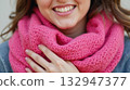 close up of a pretty pink scarf woman neck 132947377