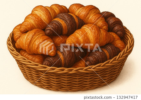 croissants in a basket croissants in a basket 132947417