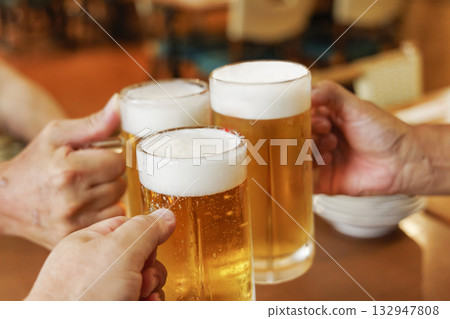 Delicious, cold beer at a restaurant 132947808
