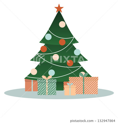 christmas tree and gift boxes christmas tree and gift boxes 132947864