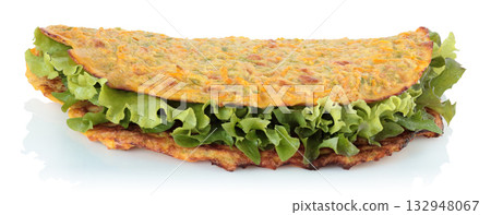 Fresh vegetable taco filled with greens, isolated on a transparent background Fresh vegetable taco filled with greens, isolated on a transparent background 132948067