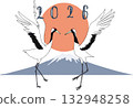 New Year's card material vector illustration of a crane with its wings spread 132948258