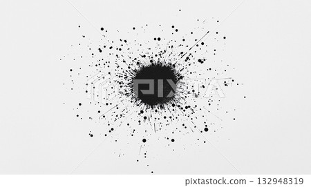 Abstract splash of black ink on a white background 132948319