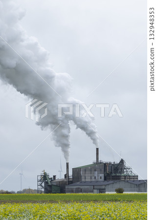 Carbon emissions from industrial plant impacting environment in France Carbon emissions from industrial plant impacting environment in France 132948353