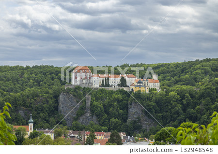 Vranov nad Dyji Castle standing above forest and town 132948548