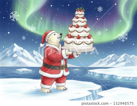 白熊聖誕老人的聖誕蛋糕 132948575