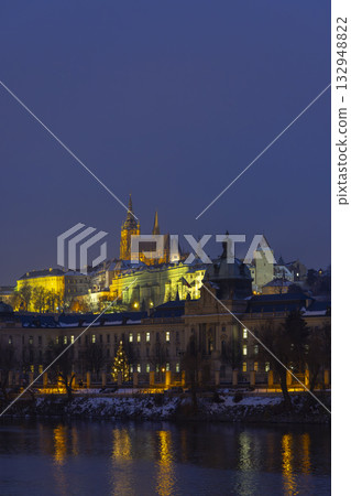 Prague Castle and Old Town city skyline in winter night 132948822