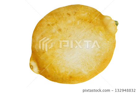 Lemon watercolor. Hand drawn tropical sour fruit. Clip art of juicy yellow lime. Citrus on isolated white background. Ideal for logo and packaging of natural cosmetics, household chemicals and design 132948832