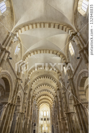 Vezelay Abbey basilica nave interior looking towards altar 132948835