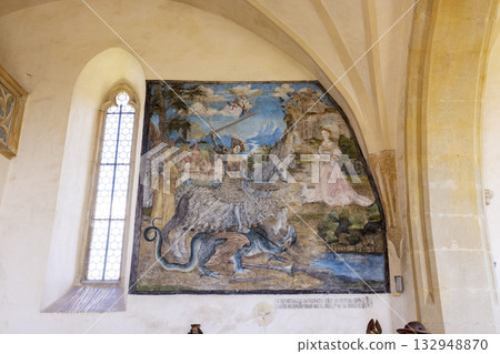 Svihov castle chapel mural depicting Saint George and dragon Svihov castle chapel mural depicting Saint George and dragon 132948870