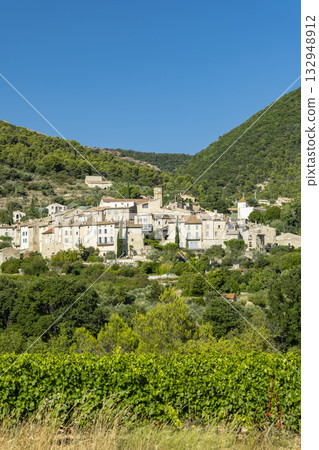 Venterol village medieval houses and vineyards in Drome, France Venterol village medieval houses and vineyards in Drome, France 132948912