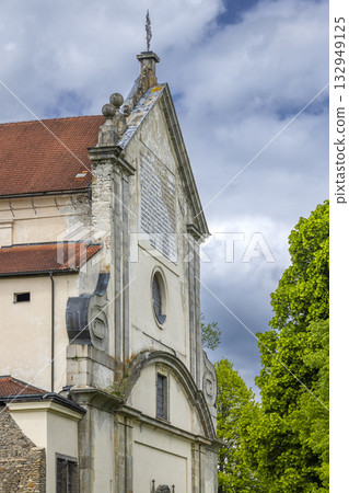 Old Klaster church building facade in Nova Bystrice 132949125