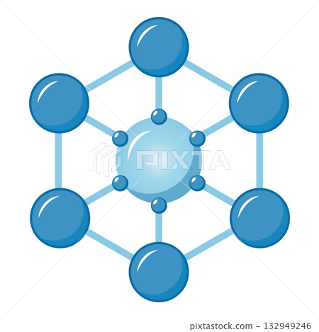 Blue molecular structure illustration depicting interconnected atoms and bonds in science Blue molecular structure illustration depicting interconnected atoms and bonds in science 132949246