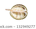 Local durian varieties in southern Thailand that have split isolated on white background with clipping path 132949277