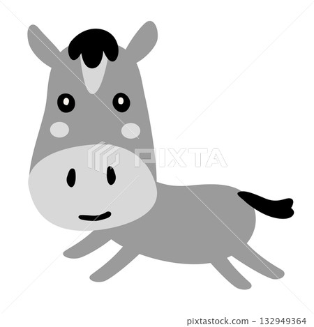 可愛的黑白馬插圖 132949364