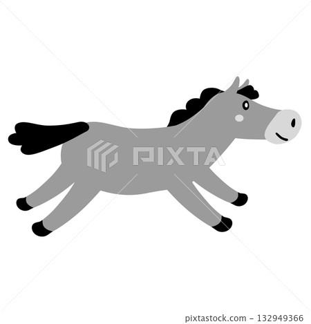 奔馬的黑白插圖 132949366