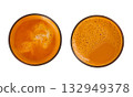 Closeup glass of Thai tea isolated on a white background with clipping path. Top view collection set 132949378