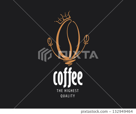 Vector logo of natural coffee beans, hand-drawn Vector logo of natural coffee beans, hand-drawn 132949464