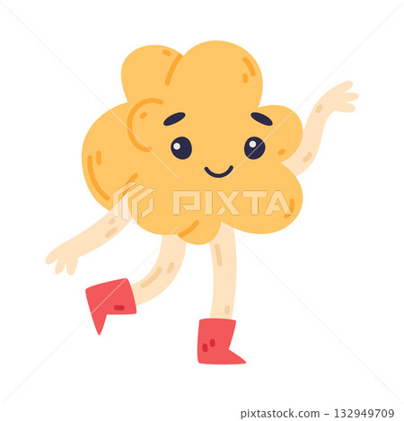 Funny Popcorn Character with Smiling Face Juggling Vector Illustration 132949709