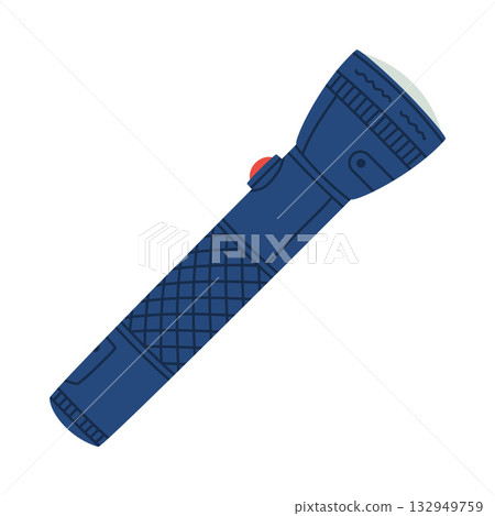 Flashlight as Police Equipment and Professional Policeman Object Vector Illustration 132949759