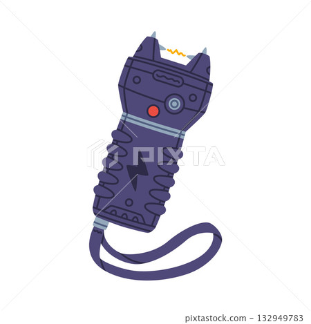 Stun Gun as Police Equipment and Professional Policeman Object Vector Illustration 132949783