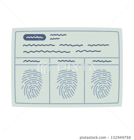 Fingerprint on Paper as Police Equipment and Professional Policeman Object Vector Illustration 132949788