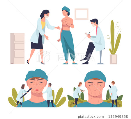 Plastic Surgery as Face and Body Corrections in Aesthetic Beauty Clinic Vector Set Plastic Surgery as Face and Body Corrections in Aesthetic Beauty Clinic Vector Set 132949868