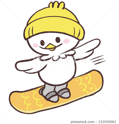 一隻白鳥滑雪的插圖 一隻白鳥滑雪的插圖 132950061