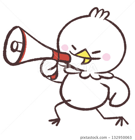 一隻白鳥使用擴音器的插圖 132950063