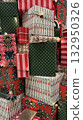 Boxes with New Year gifts, festive holiday background 132950326
